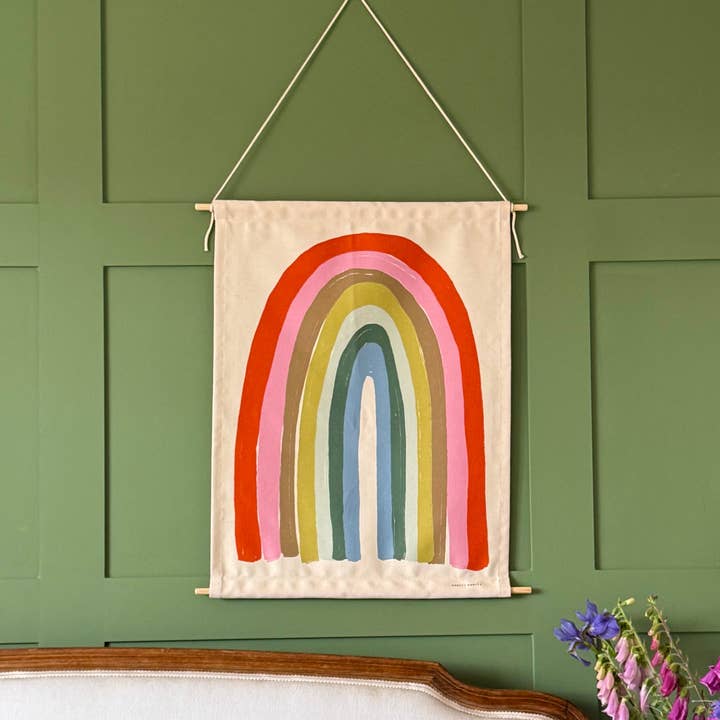 Pastel Rainbow Printed Fabric Banner for wholesale by Knotty Knotty