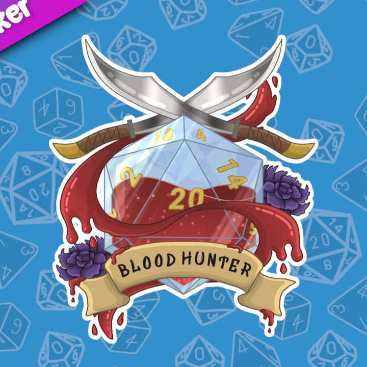 Blood Hunter- Class Dice Sticker for wholesale by Mega Kawaii Cuties