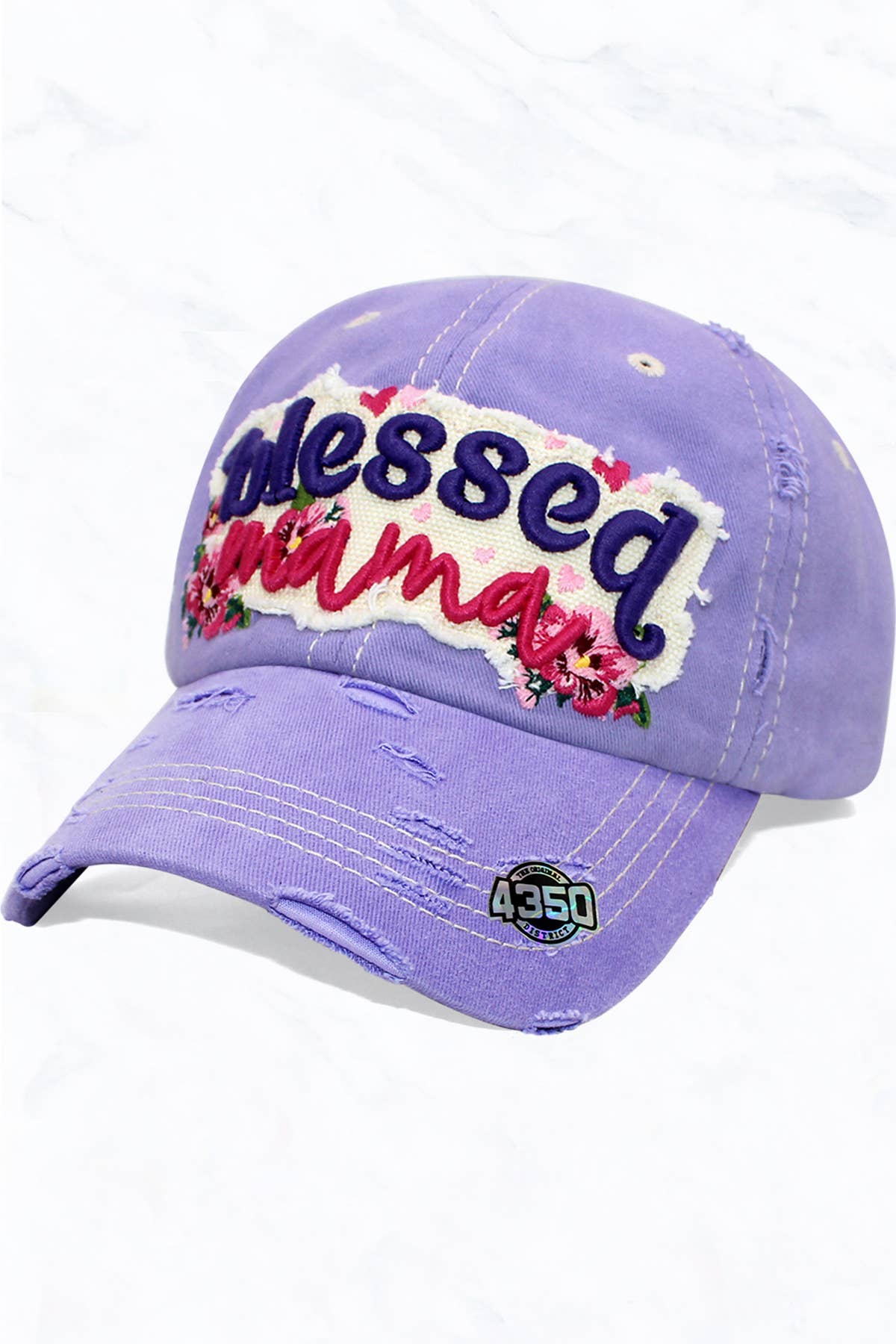 Suzie Q USA - Wholesale Baseball Cap - Women's - BLESSED MOM Vintage Ball Cap Velcro Back1
