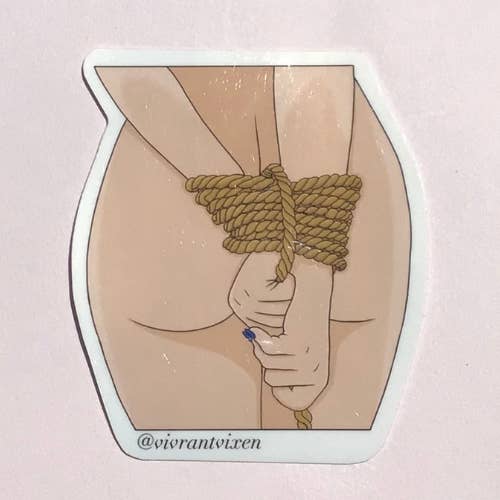 Tied Rope Adult Die Cut Vinyl Sticker, Sex Positive Art for wholesale by Vivrant Vixen