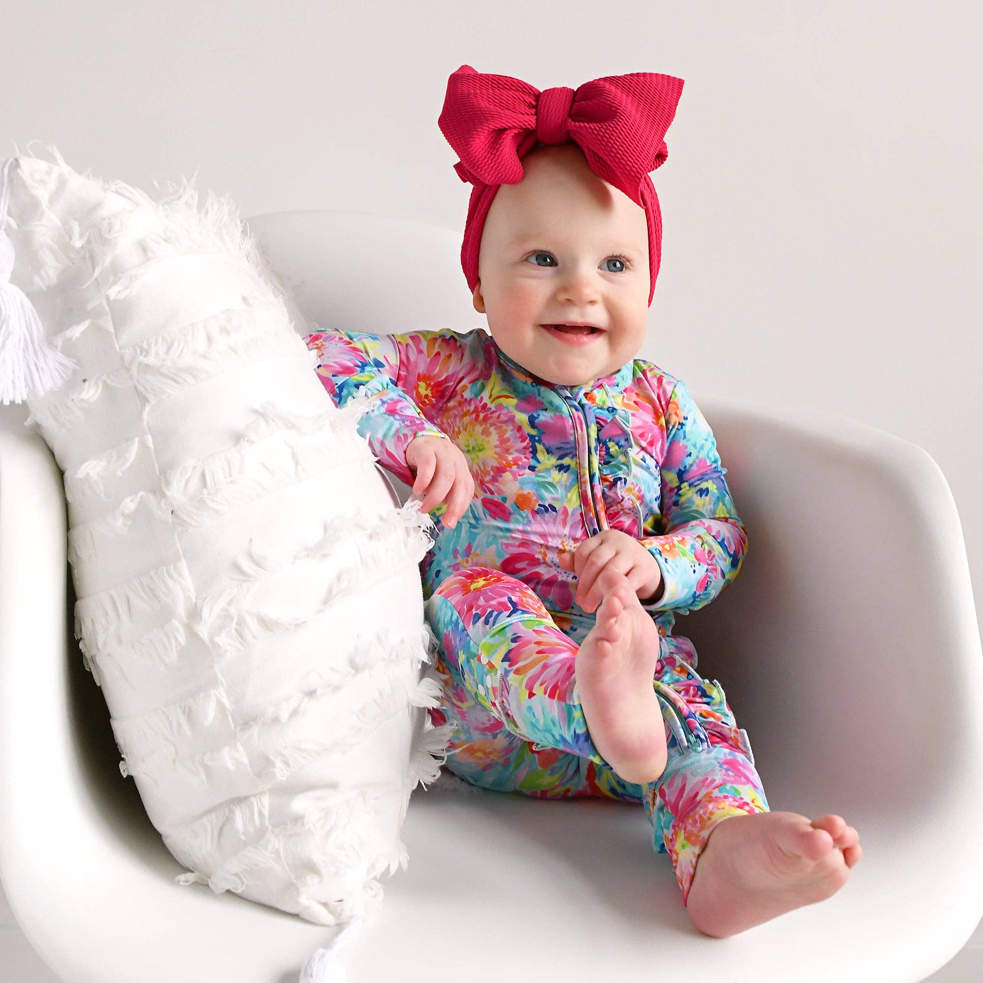 Gigi and Max - Wholesale Jumpsuit - Baby - Bianca RUFFLE ZIP Bamboo Floral Sleepies Little 2