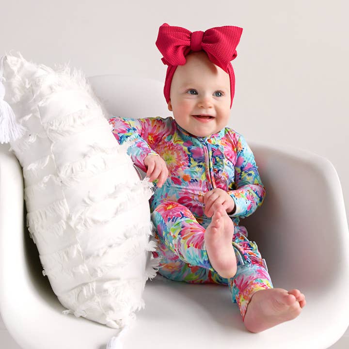 Gigi and Max - Wholesale Jumpsuit - Baby - Bianca RUFFLE ZIP Bamboo Floral Sleepies Little 2
