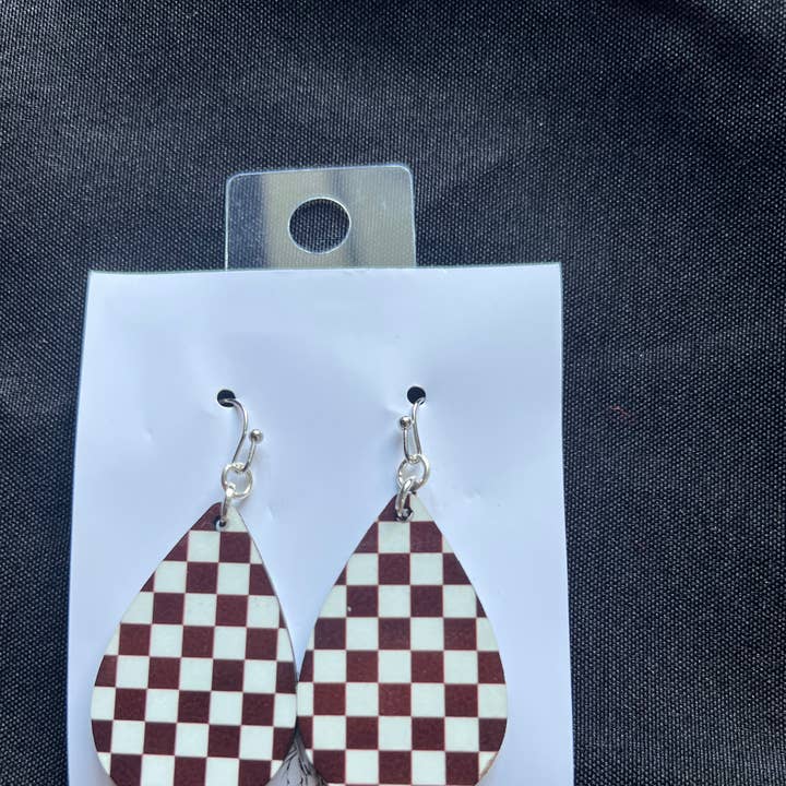 Checkerboard Oval Earrings for wholesale by Goth Light