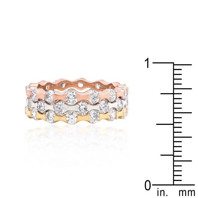 JGoodin - Wholesale Multi-Stone Ring - Tri-tone Stackable Rings2