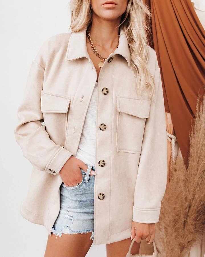 HIDDENBRAND - Wholesale Coat - Women's - Single-Breasted Composite Suede Coat6