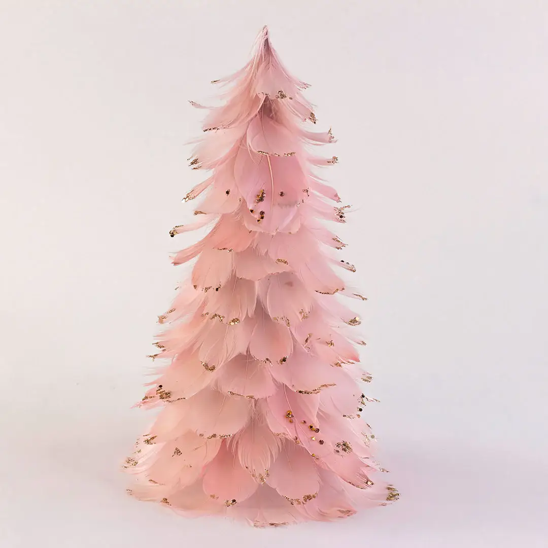 Zucker Feather Products - Wholesale Christmas Decoration - Feathered Pink Christmas Tree2