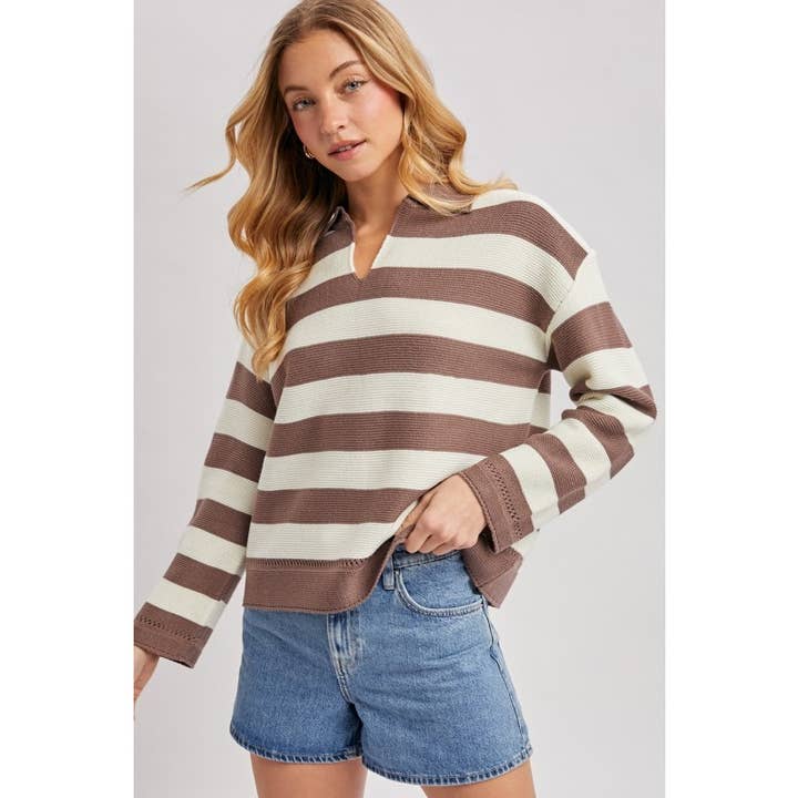 Striped Knit Pullover Top for wholesale by STYLE USA