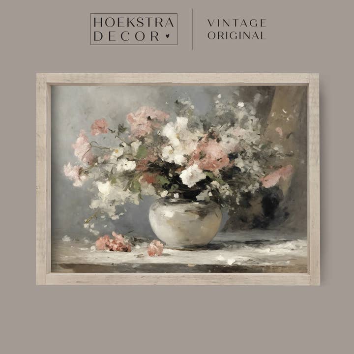 Vintage Flowers | Vintage Framed Wood Sign A247 for wholesale by Hoekstra Decor