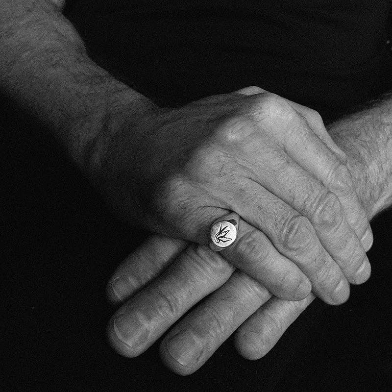 Futaba Hayashi – wholesale Signet ring – Swallow Signet Ring - Sterling Silver4