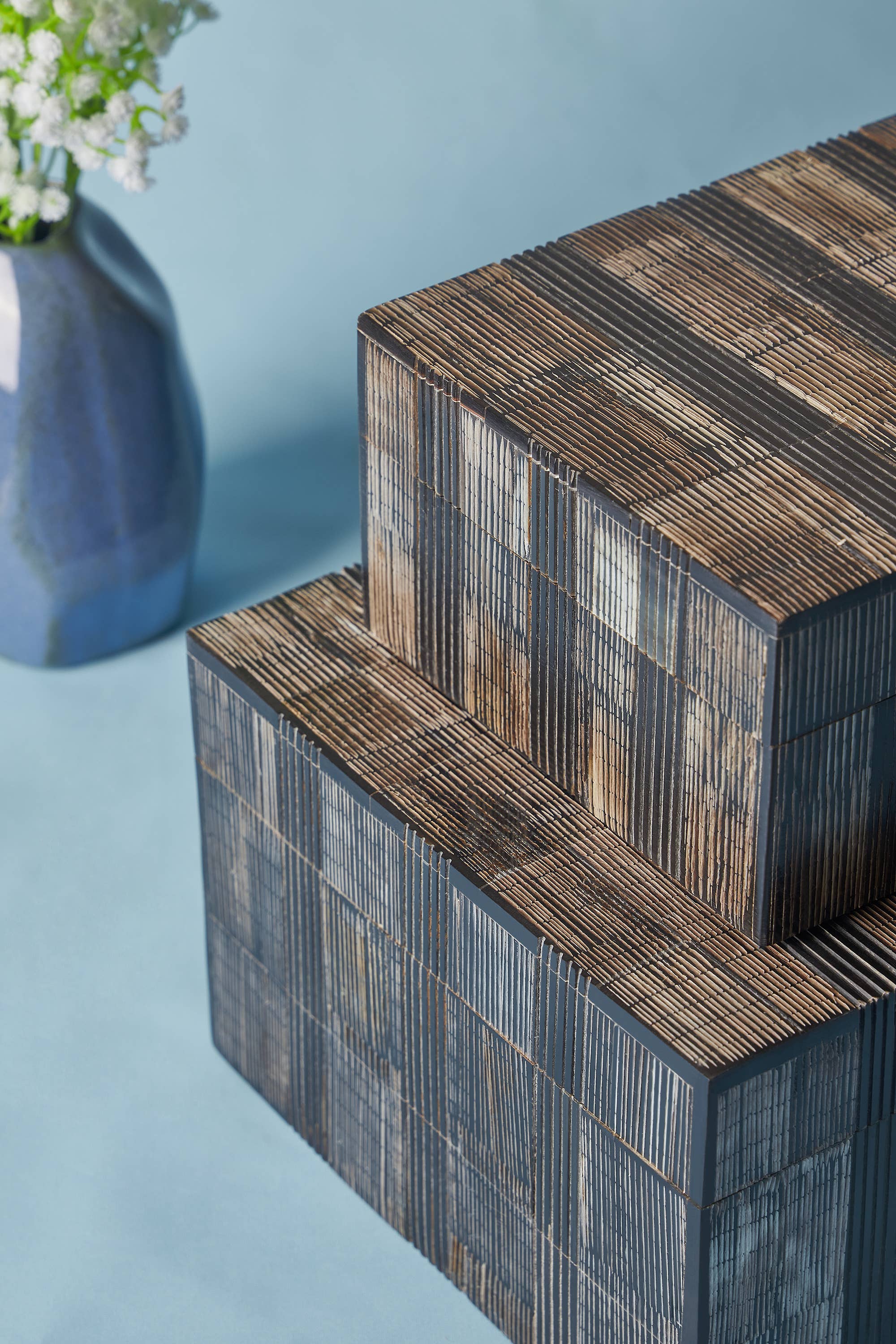 GAURI KOHLI – Großhandel Dekoschachteln – Madison geätzte Horn- und Holzdekorationsboxen — 2er-Set2