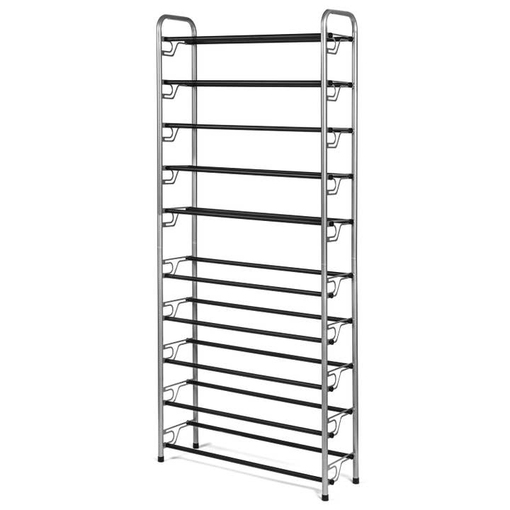 USTECH 10-Tier Shoe Rack With Slide-n-Adjust-Silver for wholesale by Ergodebrands