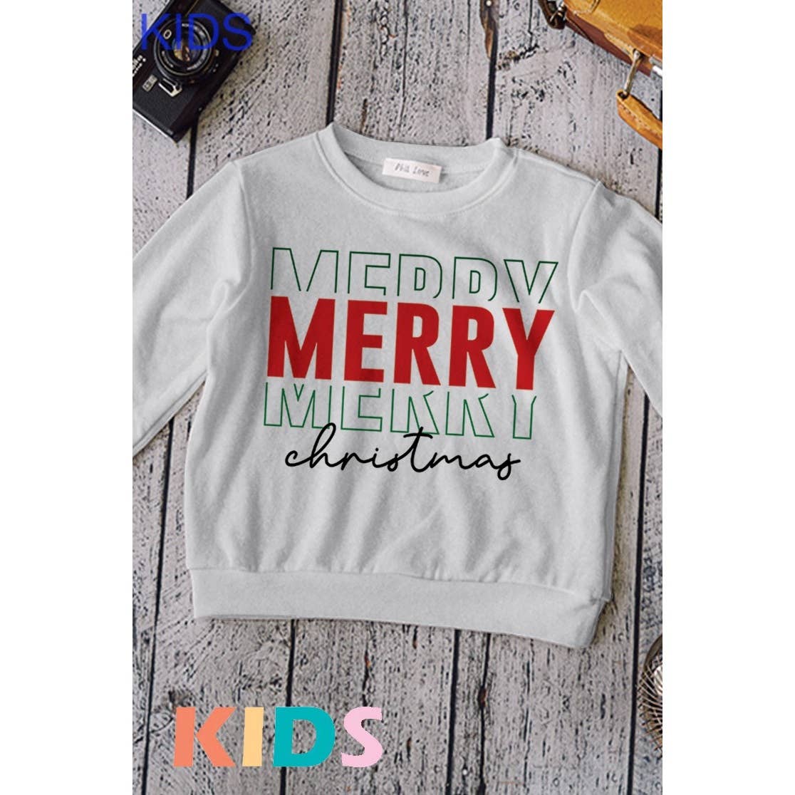 Phil Love - Wholesale Sweatshirt - Kids - Kids Christmas merry merry print Soft Sweatshirt4