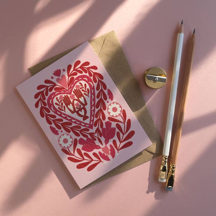 Printer Johnson Ltd - Wholesale Love Card - Paper Cut Heart greetings card