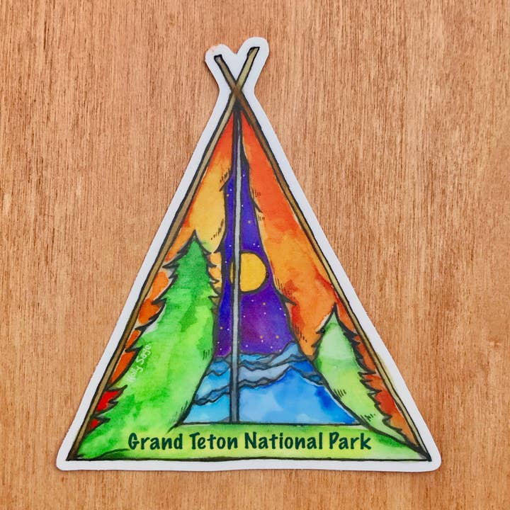 Tent Camping Sticker for wholesale by Holly Sage Art