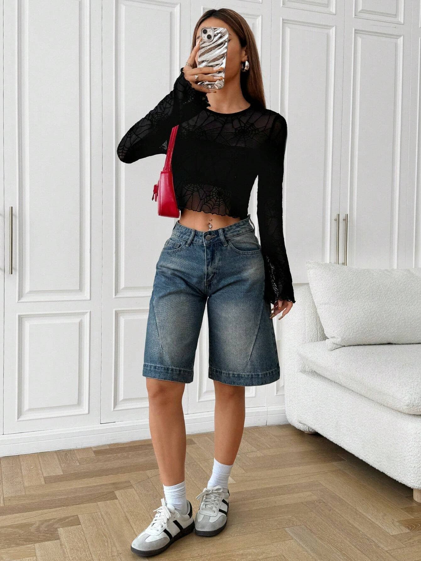 Black fungus edge spider web transparent T-shirt for wholesale on Faire4