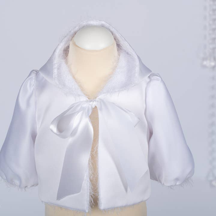 Bajabella – Großhandel Jacke – Baby – Babyjacke für Mädchen, Taufbolero, Kunstfell, Satin1