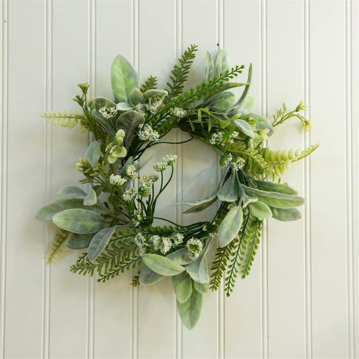 Audrey's Home & Gift - Wholesale Wreath - Candle Ring - Lambs Ear And Mixed Greens (Pk/06)