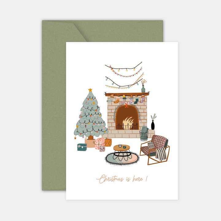 Fireside Christmas card for wholesale by L'ART DU PAPIER