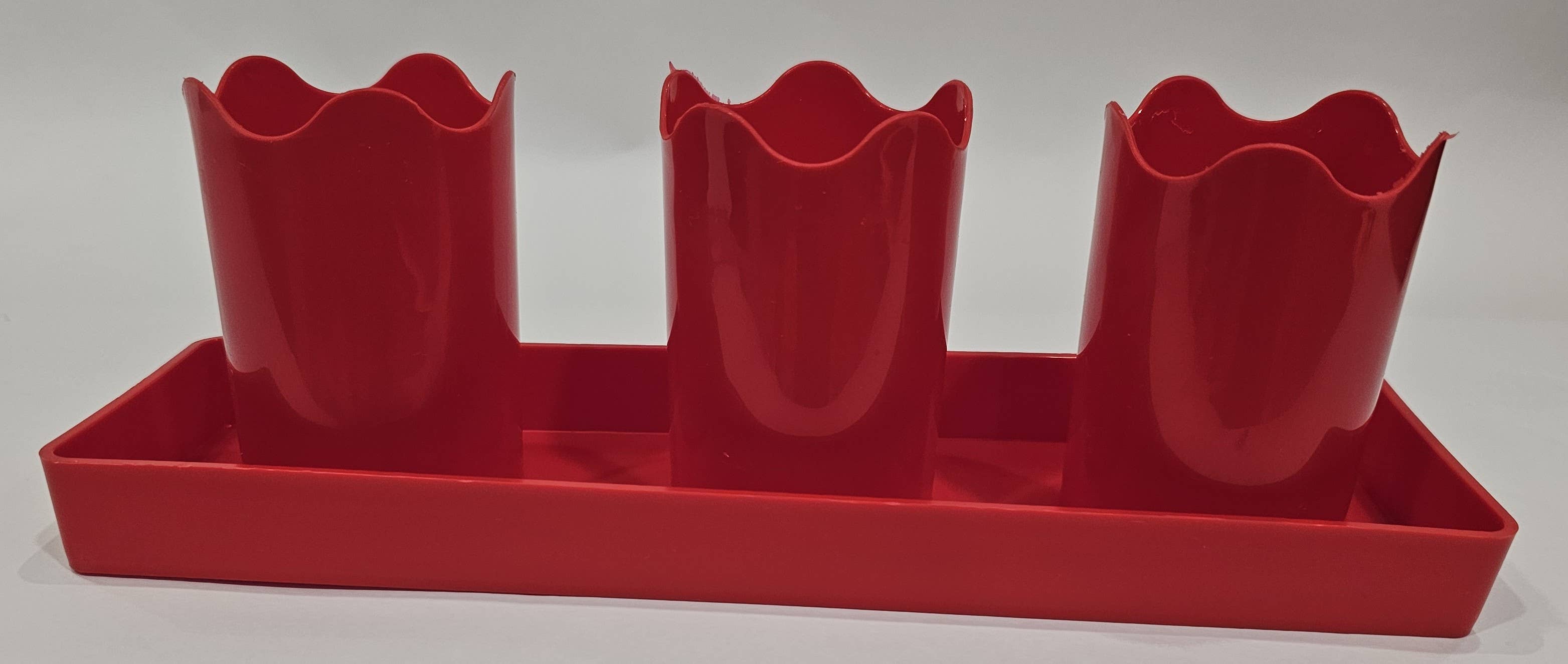 Austin Planter - Wholesale Plant Pot - Wavy 2-inch APW Flower 3-Pots with 1-Rectangle Saucer3