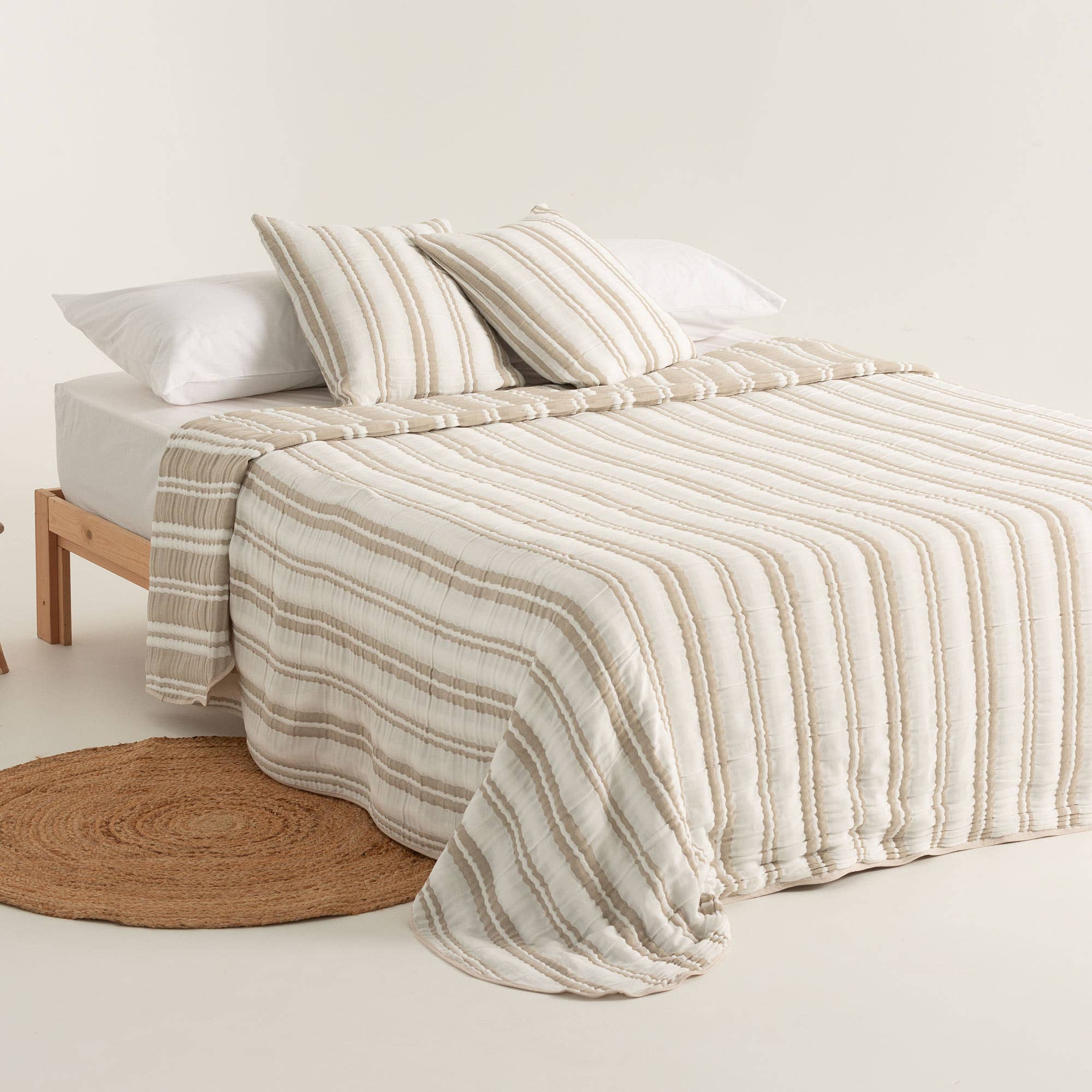 GAMUSI – Edredão por atacado – Colcha jacquard leve algodão riscas TENA0