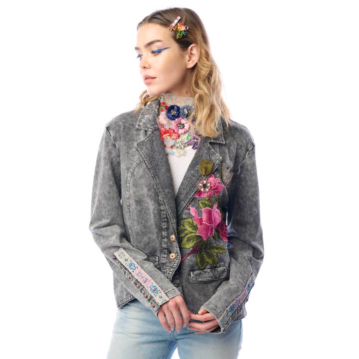 Charcoal Colonel French Terry Knitted Jacket - Blazer for wholesale on Faire1