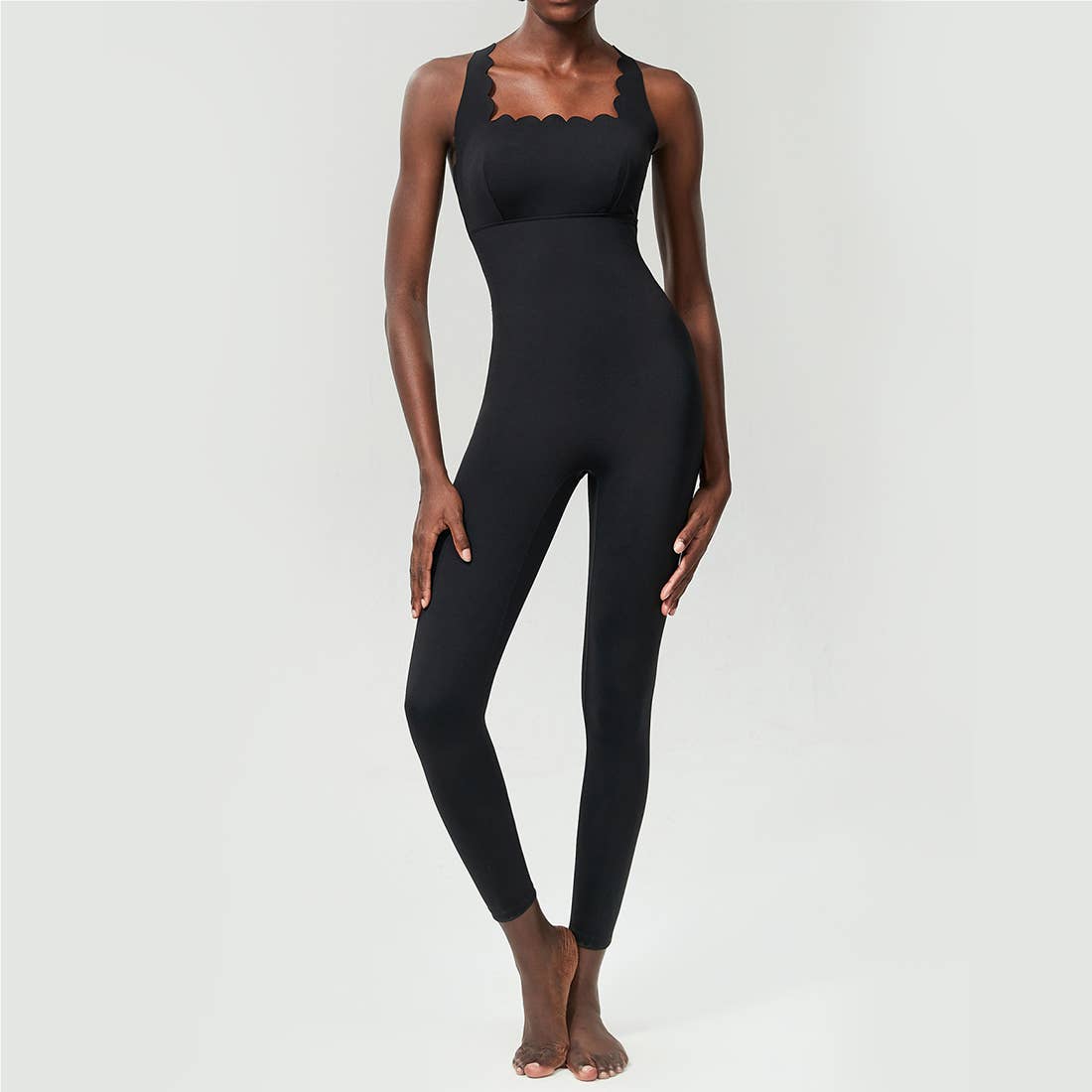 Sodalemon - Wholesale Activewear Set - Women's - Women Wave Shape Fitness Set Yoga Cross Back Jumpsuit