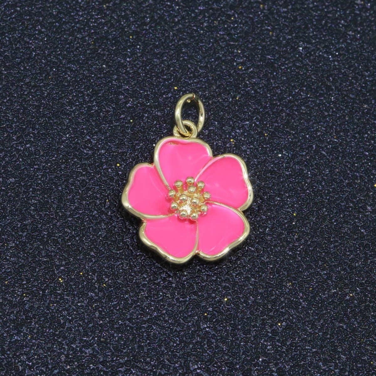 Aim Eternal - Wholesale Individual Charm/Pendant - Dainty Hibiscus Charm Tropical Flower Gold Filled Enamel Charm Hawaiian Inspired Jewelry Pendant for Necklace Bracelet Earring Component M-505 M-506 M-50710