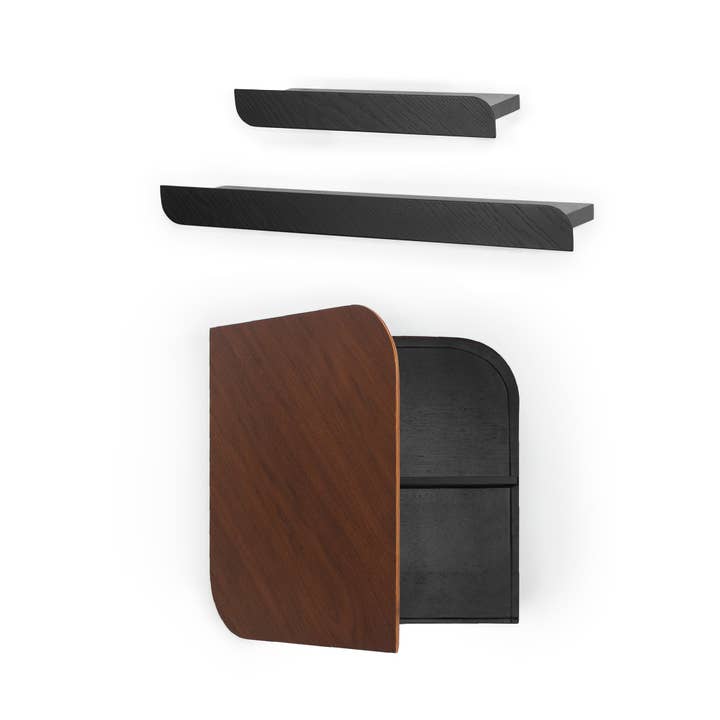 Armario Cielo y estantes M+S · Nogal y negro y negro para venta al por mayor de Woodendot