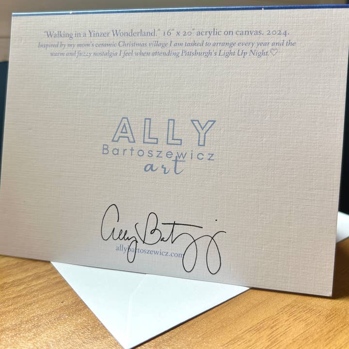 Ally Bartoszewicz Art - Wholesale Season's Greetings Card - "Yinzer Wonderland" folded holiday greeting card- Pittsburgh2