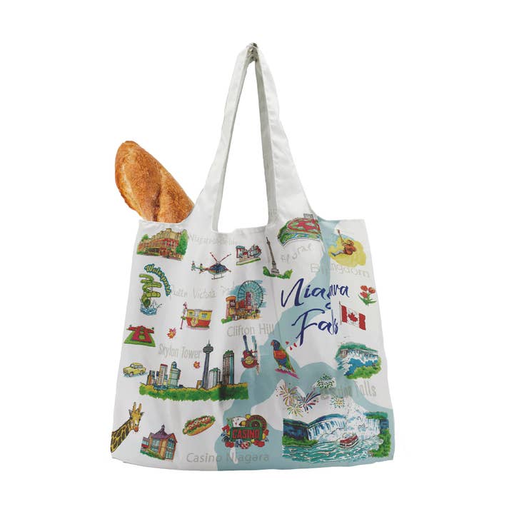 Northern Icons Canada - Wholesale Tote bag – Unisex - Niagara Falls Illustrated Foldable Tote Bag Travel Reusable Shopping Bag3