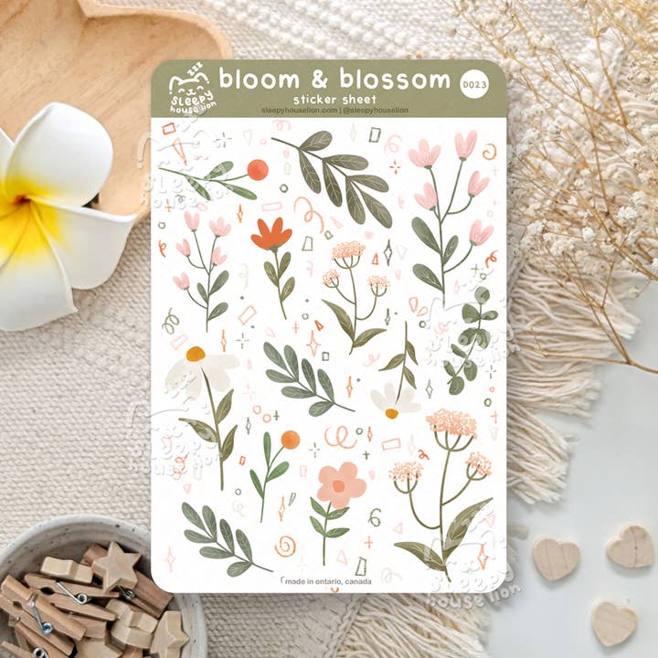 Sleepy House Lion - Wholesale Sticker - Cute Blooms and Blossom Flora Flowers Vinyl Sticker Sheet0