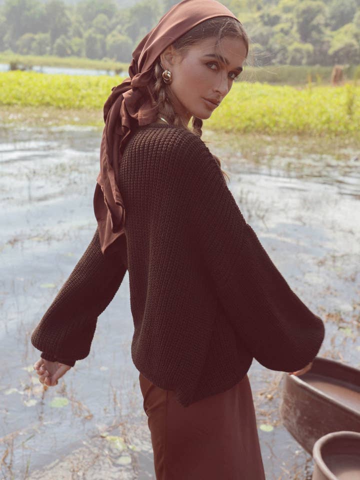 Niva Gebreide Trui Bruin voor wholesale door Black Book The Label