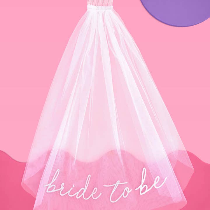 xo, Fetti - Wholesale Veil - Women's - Bride To Be Embroidered Veil | White Bridal Shower, Bach3