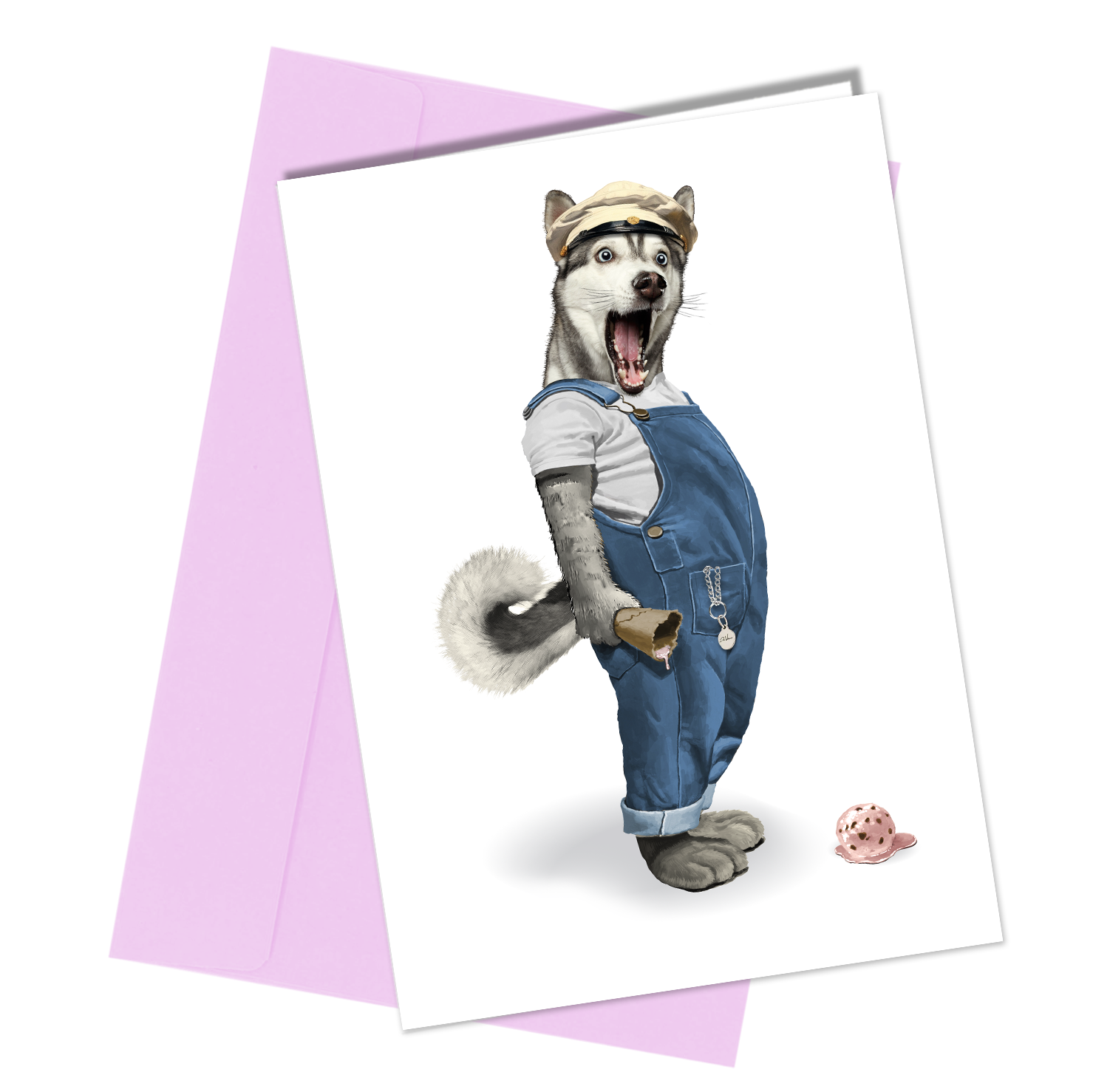 Close to the Bone Greeting Cards and Gifts – wholesale Birthday card – #168h Husky Ice Cream Birthday Card0