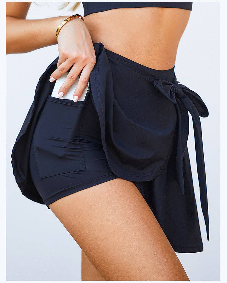 Active by Anna-Kaci - Wholesale Athletic Skirt - Women's - Lined Tennis Skirt with Tie Bow and Pockets1