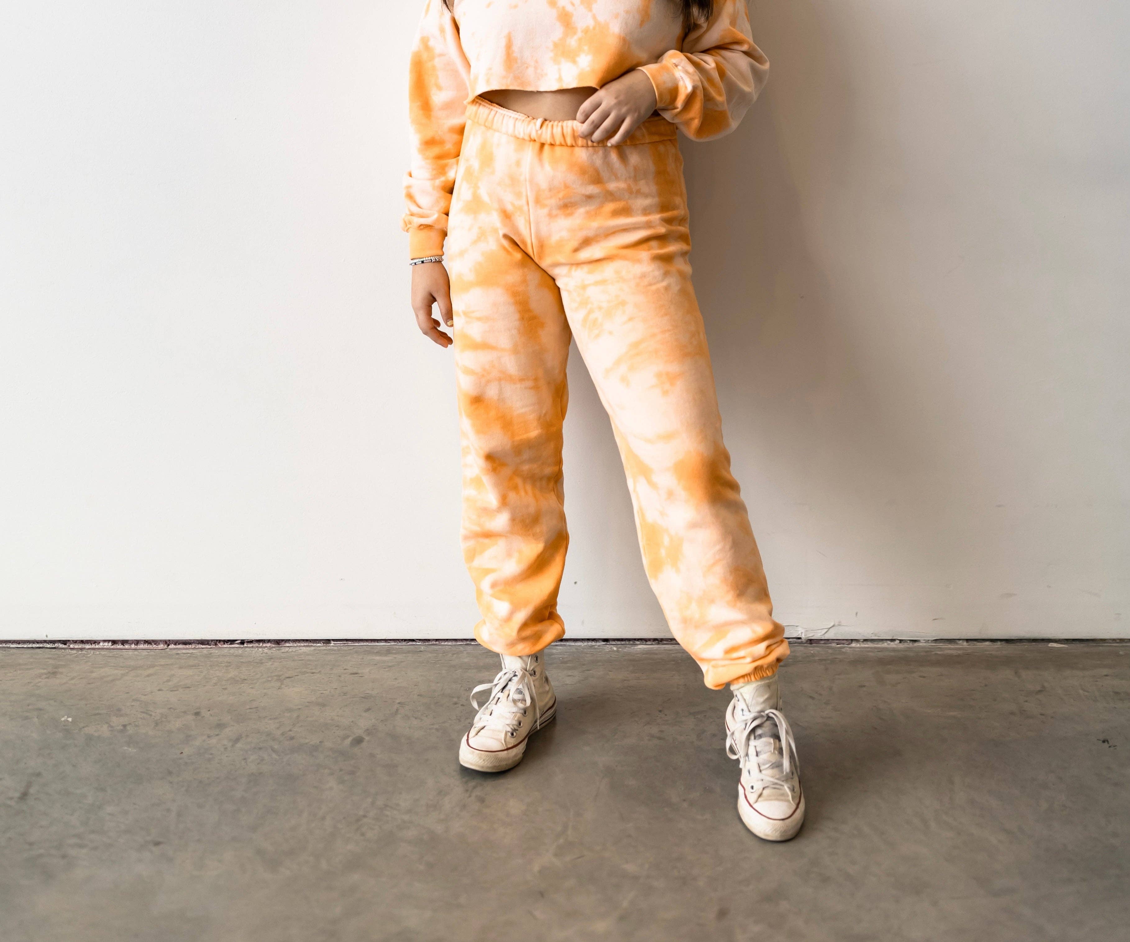 exbapparel - Wholesale Lounge Sweatpants/Joggers - Women's - Creamsicle Orange Tie Dye Sweatpants0
