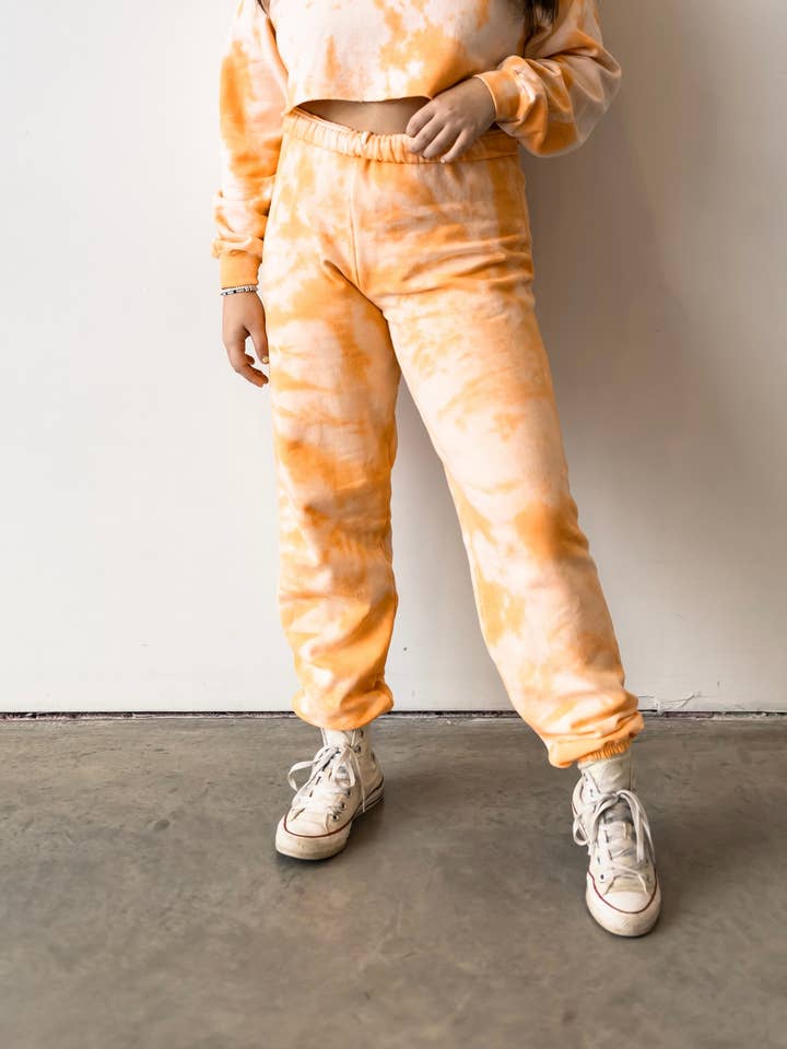exbapparel - Wholesale Lounge Sweatpants/Joggers - Women's - Creamsicle Orange Tie Dye Sweatpants