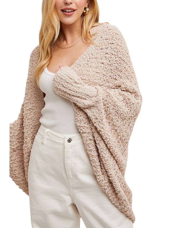 Vanilla Monkey - Wholesale Cardigan - Women's - Chunky Popcorn Knit Sweater Dolman Cardigan
