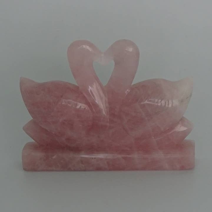 Natural Rose Quartz Swans Table Decor Centrepiece for wholesale by Serein Wellness