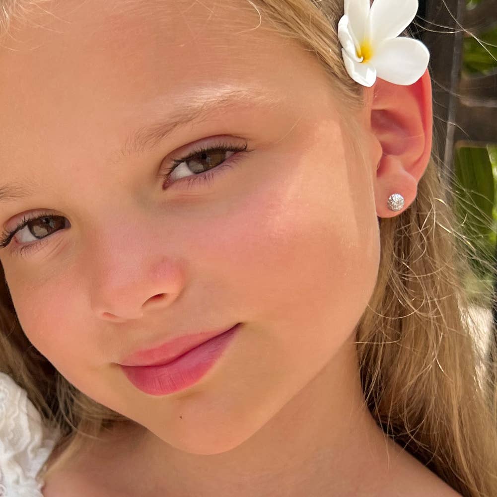 In Season Jewelry - Vente Boucles d'oreilles – enfant - Grandes boucles d'oreilles boule de pierres précieuses pour filles en argent sterling3