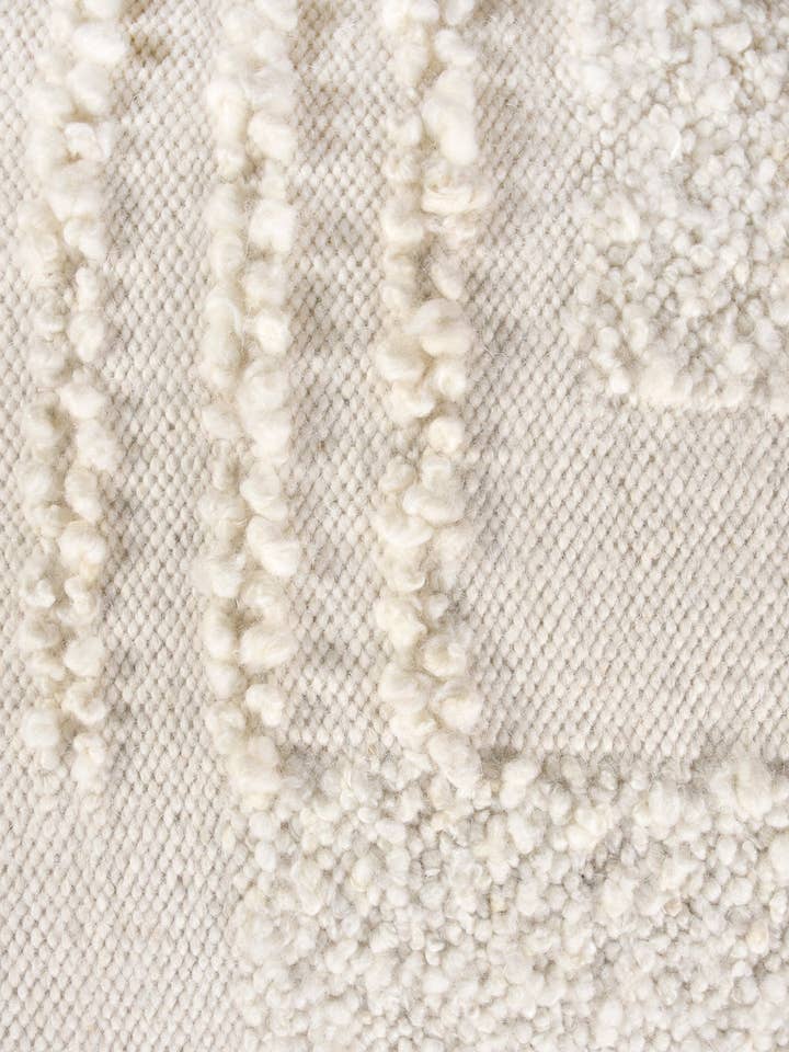Banqueta de tecido manual de grandes dimensões White Boucle Patchwork por atacado de Anaya Home