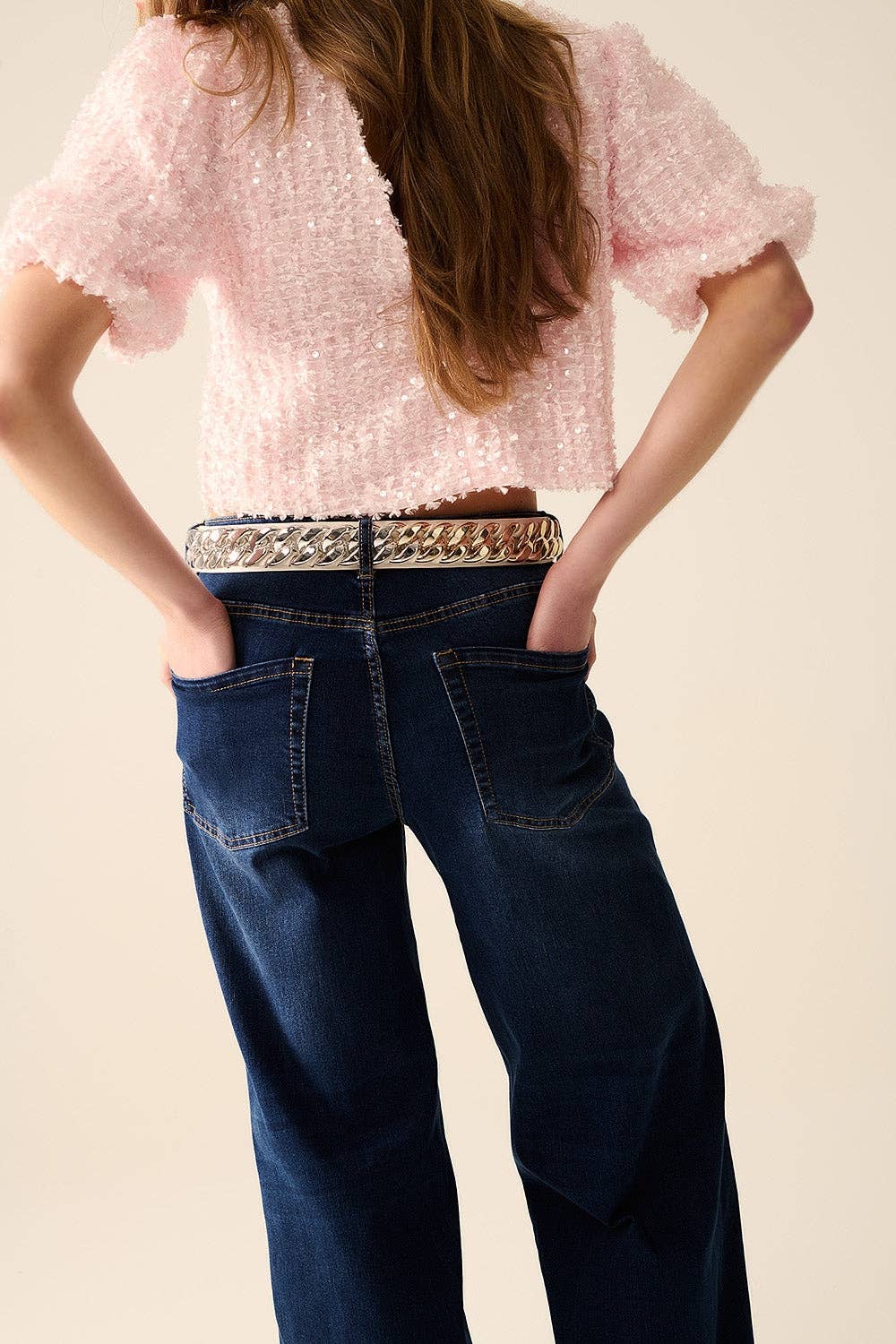 BLUE dark wash Wide Leg Stretch Denim Jeans for wholesale on Faire4