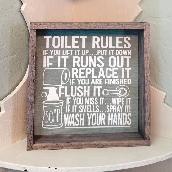 Hangout Home - Wholesale Bathroom Sign - Funny Bathroom Sign- Toilet Rules- Small Sitting Sign