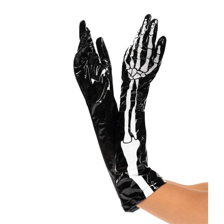 Tipsy Elves - Wholesale Gloves - Women's - Long Pleather Skeleton Gloves - Halloween
