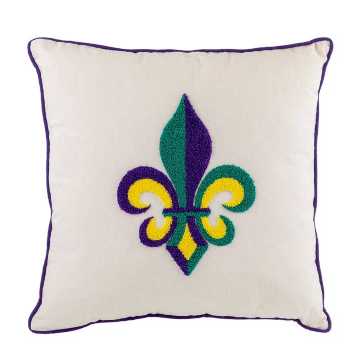 Napoleon Fleur de Lis Pillow Soft White/Multi 18x18 for wholesale by The Royal Standard