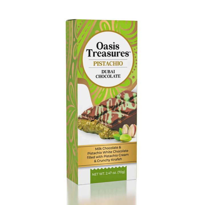 Oasis Treasures Pistachio Dubai Bar 24ct for wholesale by Royal Wholesale