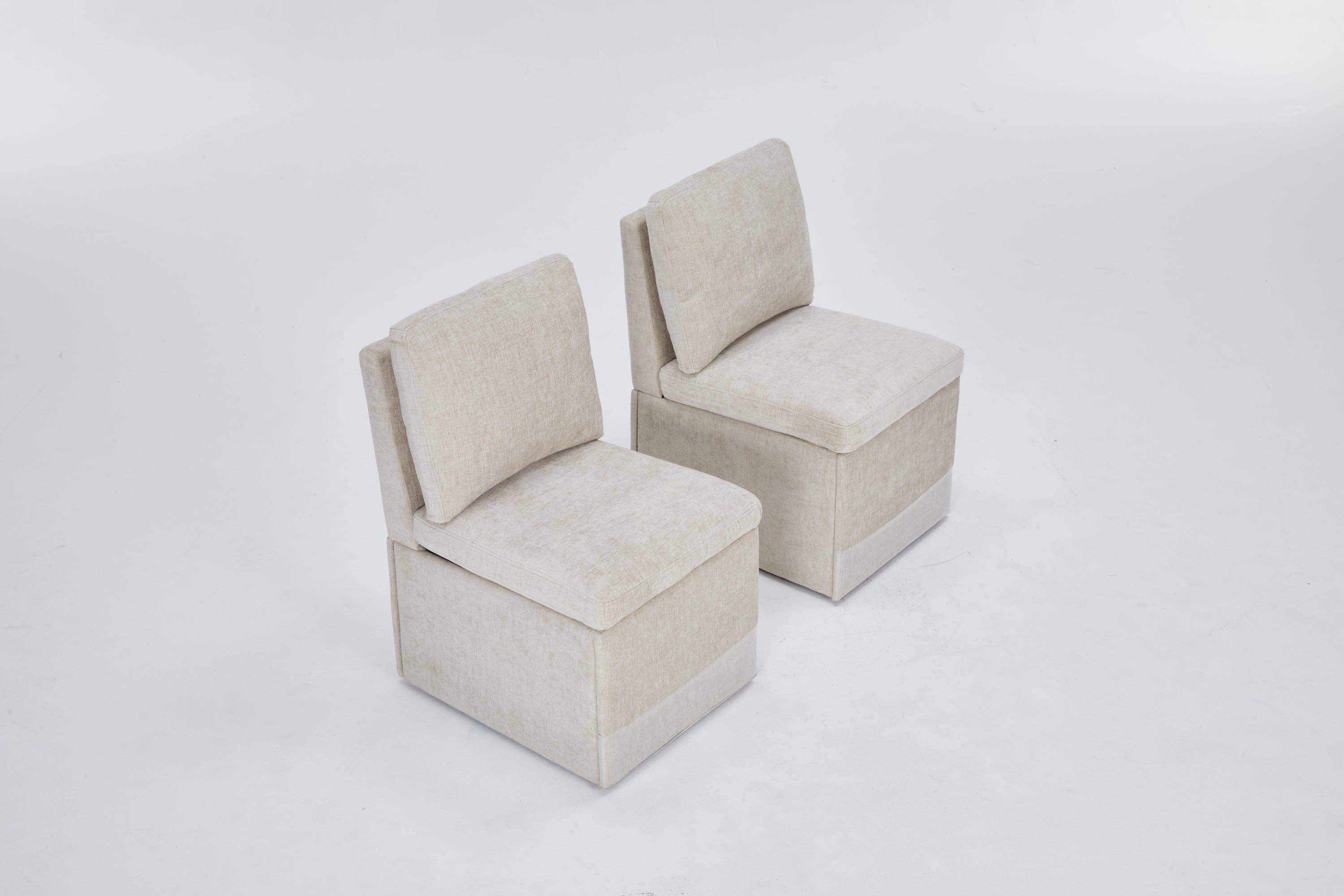 39F Inc. - Wholesale Chair - Set of 2 Linen Upholstered Storage Dining Chairs with Caster8