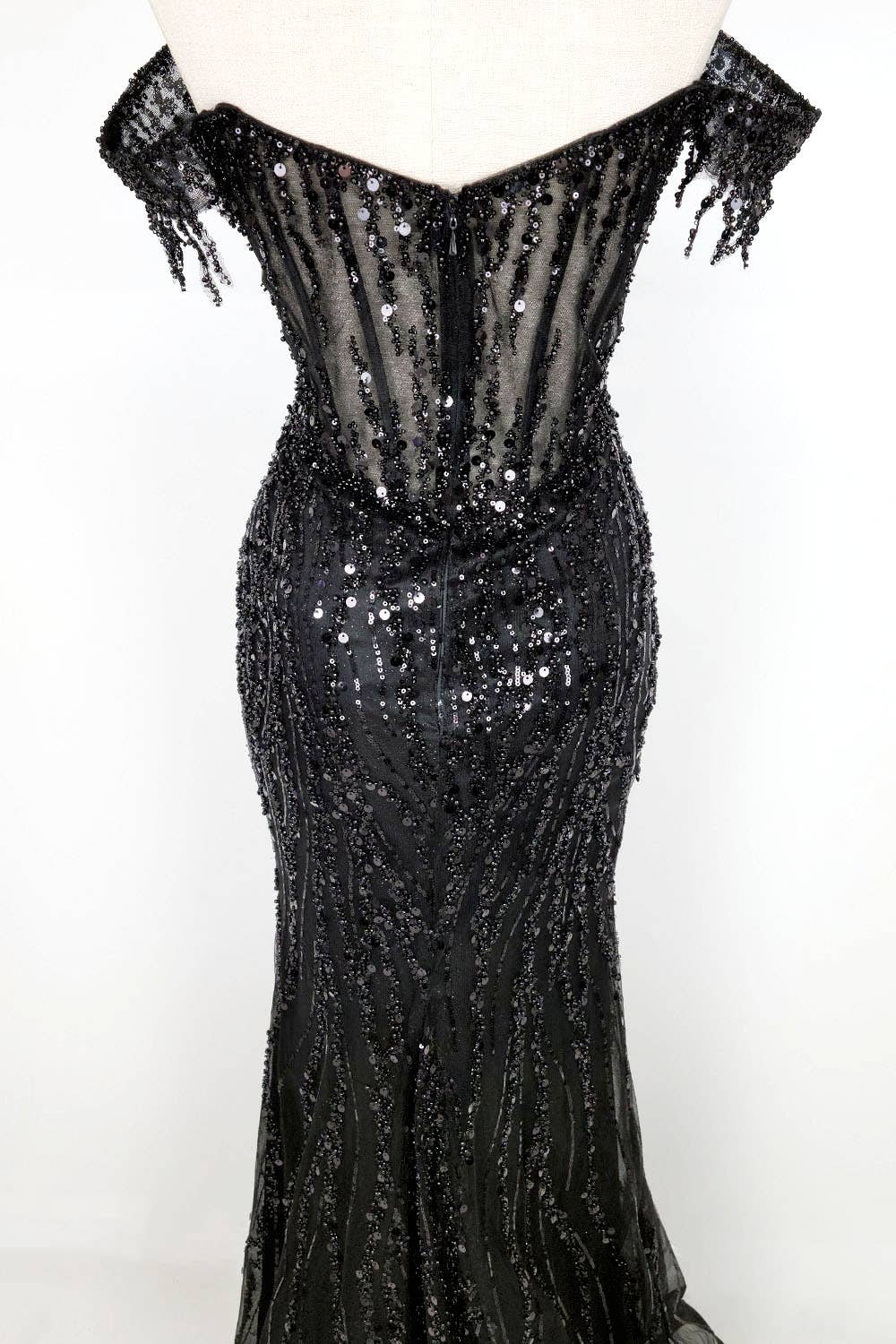 Chicas - Wholesale Gown - Women's - Off the Shoulder Sequin and Bead Long Dress C33115