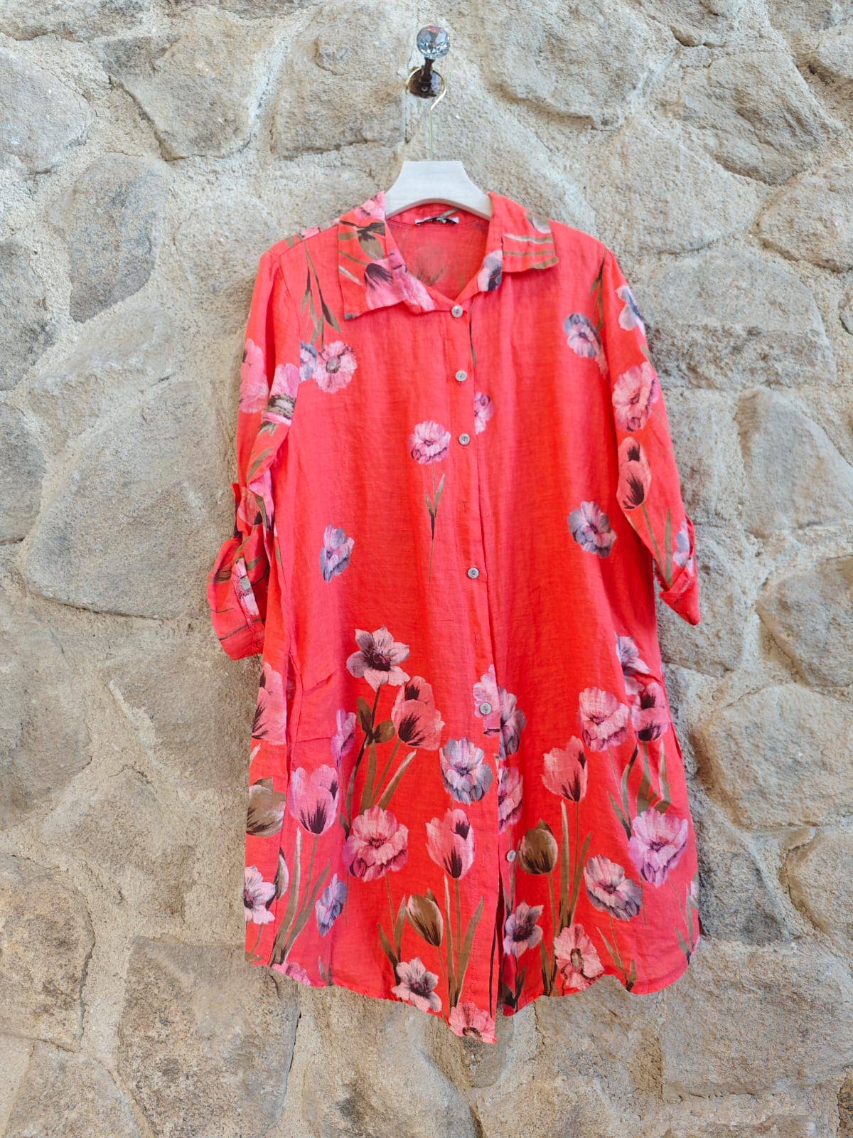 Linen & More - Wholesale Button Down Shirt - Women's - REF 202725 PRINTED DRESS4