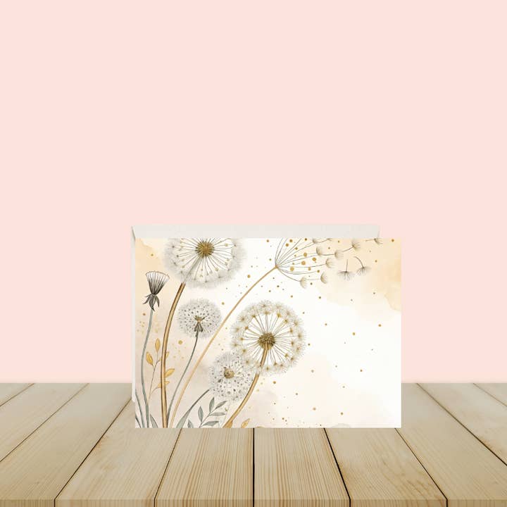 The Paper Den - Wholesale Stationery/Notecard Set - Whispers of Wishes Dandelion Notecard Set – 4 Blank Cards with Envelopes7